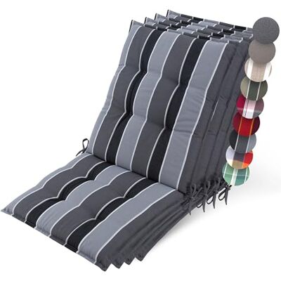 Beautissu Set 4 Premium Cojín Silla Jardín Exterior con Respaldo Bajo Beautissu Set 4 Premium Cojín Silla Jardín Exterior con Respaldo Bajo