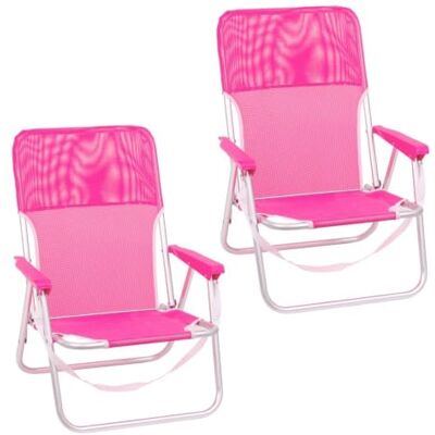 LOLAhome Pack 2 Sillas Playa Plegables Rosa, Ligera, Bajas y Fijas De Aluminio con respaldo-asiento de textileno transpirable, con asa para fácil transporte. Tubo de 19 mm. De 54x40x71 cm. LOLAhome Pack 2 Sillas Playa Plegables Rosa, Ligera, Bajas y Fijas De Aluminio con respaldo-asiento de textileno transpirable, con asa para fácil transporte. Tubo de 19 mm. De 54x40x71 cm.