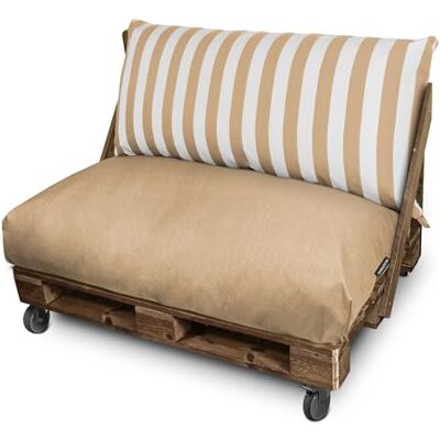 HAPPERS Cojines para Palets Toldotex Impermeable 120x80 (Liso) + 120x45 (Rayado) Beige HAPPERS Cojines para Palets Toldotex Impermeable 120x80 (Liso) + 120x45 (Rayado) Beige