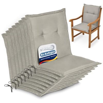 Beautissu Set de 8 Cojines sillas jardín para tumbonas mecedoras de balcón Beautissu Set de 8 Cojines sillas jardín para tumbonas mecedoras de balcón