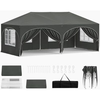 WOLTU Cenador Plegable Gazebo de Jardín 3x6m Sistema Pop Up Gris WOLTU Cenador Plegable Gazebo de Jardín 3x6m Sistema Pop Up Gris