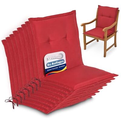 Beautissu Set de 8 Cojines sillas jardín para tumbonas mecedoras de balcón Beautissu Set de 8 Cojines sillas jardín para tumbonas mecedoras de balcón