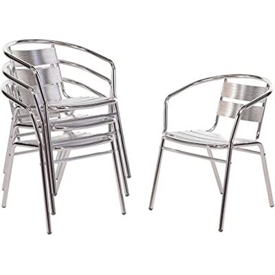 Bolero Sillón de aluminio , plata, 530mm x 580mm x 735mm, paquete de 4 Bolero Sillón de aluminio , plata, 530mm x 580mm x 735mm, paquete de 4