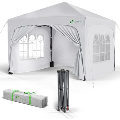 VOUNOT Pabellón de Jardín Plegable 3x3m Impermeable con Techo de Arco VOUNOT Pabellón de Jardín Plegable 3x3m Impermeable con Techo de Arco