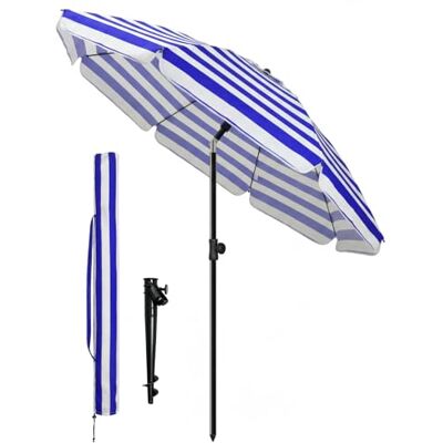 VOUNOT ® Sombrilla Playa Grande Ø200cm y Soporte Arena Mástil Inclinable Altura Regulable Protección UV 50 Parasol con Techo Ventilación Bolsa Transporte para Playa Terraza Camping Rayas Azules Blancas VOUNOT ® Sombrilla Playa Grande Ø200cm y Soporte Arena Mástil Inclinable Altura Regulable Protección UV 50 Parasol con Techo Ventilación Bolsa Transporte para Playa Terraza Camping Rayas Azules Blancas