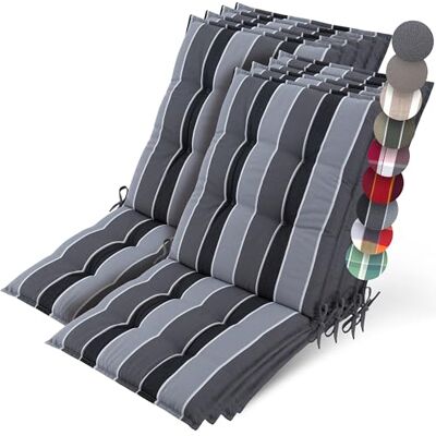 Beautissu Set 8 Premium Cojín Silla Jardín Exterior con Respaldo Bajo Beautissu Set 8 Premium Cojín Silla Jardín Exterior con Respaldo Bajo