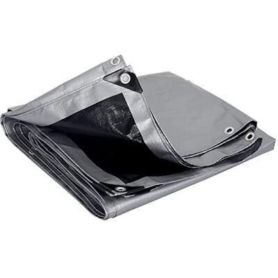 WOLTU Lona Impermeable Reforzada con Ojales 5x6m Gris-Negro WOLTU Lona Impermeable Reforzada con Ojales 5x6m Gris-Negro