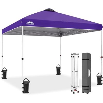 Eagle Carpa Plegable con Bolsa de Ruedas, 8 Estacas, 4 Cuerdas, 4 Bolsas de Peso, Cenador de Fácil Montaje, 3x3 m, 9 m² de Sombra, Morado Eagle Carpa Plegable con Bolsa de Ruedas, 8 Estacas, 4 Cuerdas, 4 Bolsas de Peso, Cenador de Fácil Montaje, 3x3 m, 9 m² de Sombra, Morado