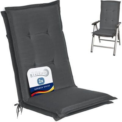 Beautissu Set de 2 Cojines sillas Jardin con Respaldo Alto Placas compactas 120x50x6cm Antracite de gomaespuma tumbonas mecedoras de balcón o Asiento Exterior relleno espuma cojín balancin Loft HL Beautissu Set de 2 Cojines sillas Jardin con Respaldo Alto Placas compactas 120x50x6cm Antracite de gomaespuma tumbonas mecedoras de balcón o Asiento Exterior relleno espuma cojín balancin Loft HL