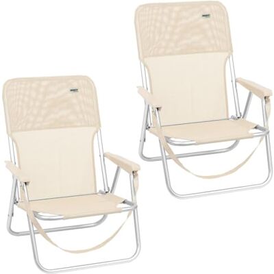 LOLAhome Pack 2 Sillas Playa Plegables Beige, Ligera, Bajas y Fijas LOLAhome Pack 2 Sillas Playa Plegables Beige, Ligera, Bajas y Fijas