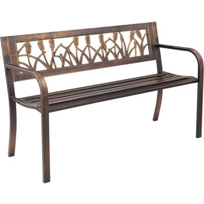 VEVOR Banco de Jardín de Metal 127 cm con Estructura de Acero al Carbono, Respaldo de PVC con Estampado Floral, Reposabrazos, Banco para Exterior, Ideal para Patio, Parque, Color Bronce Antiguo VEVOR Banco de Jardín de Metal 127 cm con Estructura de Acero al Carbono, Respaldo de PVC con Estampado Floral, Reposabrazos, Banco para Exterior, Ideal para Patio, Parque, Color Bronce Antiguo