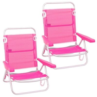 LOLAhome Pack 2 Sillas Playa Plegables Rosa, Ligera, Baja, Reclinable LOLAhome Pack 2 Sillas Playa Plegables Rosa, Ligera, Baja, Reclinable