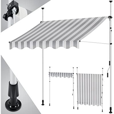 KESSER ® Toldo para balcón con manivela, toldo para Balcones, Resistente a los Rayos UV, Regulable en Altura, Repelente al Agua, protección Solar, Cubierta para Patios, Blanco-Gris 300cm KESSER ® Toldo para balcón con manivela, toldo para Balcones, Resistente a los Rayos UV, Regulable en Altura, Repelente al Agua, protección Solar, Cubierta para Patios, Blanco-Gris 300cm