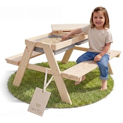 roba Conjunto Infantil “Play for 4” Outdoor+ con bandejas de Juego, Conjunto de Madera Maciza y Mesa de Barro roba Conjunto Infantil “Play for 4” Outdoor+ con bandejas de Juego, Conjunto de Madera Maciza y Mesa de Barro