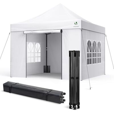 VOUNOT ® Carpa Plegable Gazebo 3x3m Reforzado con 4 Paredes Laterales Sacos Arena y Bolsa de Transporte Cenador Resistente Pabellón de Jardín para Camping, Fiestas, Exterior, Color Blanco VOUNOT ® Carpa Plegable Gazebo 3x3m Reforzado con 4 Paredes Laterales Sacos Arena y Bolsa de Transporte Cenador Resistente Pabellón de Jardín para Camping, Fiestas, Exterior, Color Blanco