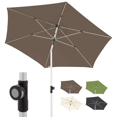 Doppler Sombrilla Redonda de 220 cm de diámetro en Color Gris-Beige, Plegable con protección UV 80+, Estructura de Aluminio y toldo de poliéster Repelente al Agua – para jardín Doppler Sombrilla Redonda de 220 cm de diámetro en Color Gris-Beige, Plegable con protección UV 80+, Estructura de Aluminio y toldo de poliéster Repelente al Agua – para jardín