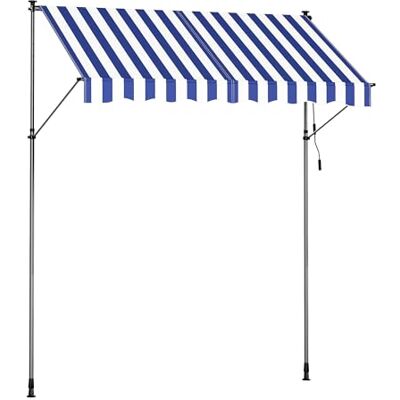 SONGMICS Toldo Manual, Toldo Retráctil para Balcón, Regulable en Altura con Manivela para Balcón, Jardín, Patio, 250 x 120 cm, Azul y Blanco GSA252QZ01 SONGMICS Toldo Manual, Toldo Retráctil para Balcón, Regulable en Altura con Manivela para Balcón, Jardín, Patio, 250 x 120 cm, Azul y Blanco GSA252QZ01