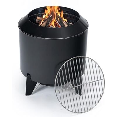 Relaxdays brasero Baja emisión Humo, Parrilla cromada Ø52 cm, Negro Relaxdays brasero Baja emisión Humo, Parrilla cromada Ø52 cm, Negro