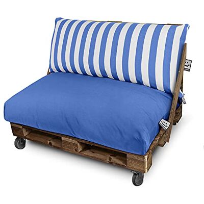 HAPPERS Cojines para Palets Toldotex Impermeable 120x80 (Liso) + 120x45 Azul (Rayado) HAPPERS Cojines para Palets Toldotex Impermeable 120x80 (Liso) + 120x45 Azul (Rayado)