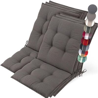 Beautissu Set 6 Premium Cojín Silla Jardín con Respaldo Bajo Acolchado Beautissu Set 6 Premium Cojín Silla Jardín con Respaldo Bajo Acolchado