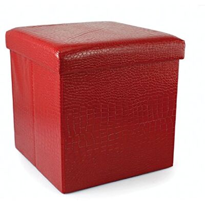 Galileo Casa Galileo Puf Plegable de DM/PU, con Estilo Piel de Cocodrilo, en Rojo, 38x38x38cm Galileo Casa Galileo Puf Plegable de DM/PU, con Estilo Piel de Cocodrilo, en Rojo, 38x38x38cm