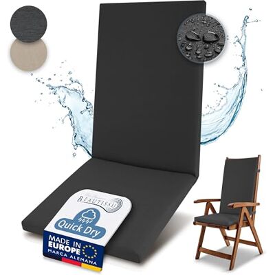Beautissu Premium Cojín Silla Jardín con Respaldo Alto Impermeable Secado Beautissu Premium Cojín Silla Jardín con Respaldo Alto Impermeable Secado