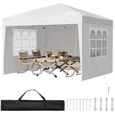 VEVOR Carpa Plegable Emergente de 2,95 x 2,95 x 2,63 m, Carpa Plegable Instantánea Portátil con Paredes Laterales y Ventanas Ventiladas, 3 Configuraciones de Altura para Jardín Exterior, Patio, Blanco VEVOR Carpa Plegable Emergente de 2,95 x 2,95 x 2,63 m, Carpa Plegable Instantánea Portátil con Paredes Laterales y Ventanas Ventiladas, 3 Configuraciones de Altura para Jardín Exterior, Patio, Blanco