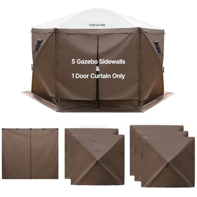 VEVOR Paredes Laterales para Toldo 173 x 148 cm, Impermeables y con Protección Solar, Paneles para Carpas 1 Puerta con Cremallera y 2 Ventanas para Exteriores, Solo 6 Paredes Laterales, Marrón VEVOR Paredes Laterales para Toldo 173 x 148 cm, Impermeables y con Protección Solar, Paneles para Carpas 1 Puerta con Cremallera y 2 Ventanas para Exteriores, Solo 6 Paredes Laterales, Marrón