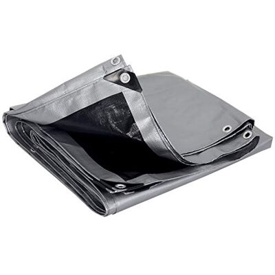 WOLTU Lona Impermeable Reforzada con Ojales 2x3m Gris-Negro WOLTU Lona Impermeable Reforzada con Ojales 2x3m Gris-Negro