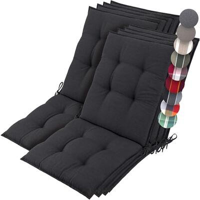 Beautissu Set 8 Premium Cojín Silla Jardín Exterior con Respaldo Bajo Beautissu Set 8 Premium Cojín Silla Jardín Exterior con Respaldo Bajo