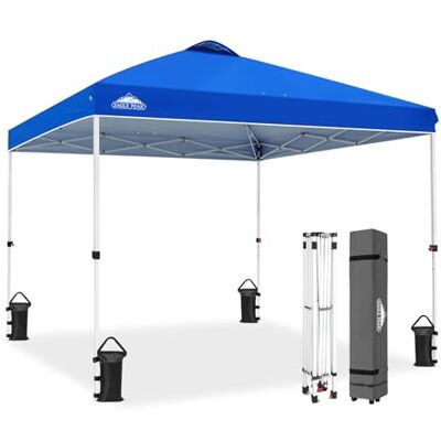 Eagle Carpa Plegable con Bolsa de Ruedas, 8 Estacas, 4 Cuerdas, 4 Bolsas de Peso, Cenador de Fácil Montaje, 3x3 m, 9 m² de Sombra, Azul Eagle Carpa Plegable con Bolsa de Ruedas, 8 Estacas, 4 Cuerdas, 4 Bolsas de Peso, Cenador de Fácil Montaje, 3x3 m, 9 m² de Sombra, Azul