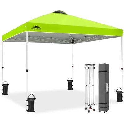 Eagle Carpa Plegable con Bolsa de Ruedas, 8 Estacas, 4 Cuerdas, 4 Bolsas de Peso, Cenador de Fácil Montaje, 3x3 m, 9 m² de Sombra, Verde Neón Eagle Carpa Plegable con Bolsa de Ruedas, 8 Estacas, 4 Cuerdas, 4 Bolsas de Peso, Cenador de Fácil Montaje, 3x3 m, 9 m² de Sombra, Verde Neón