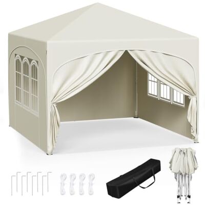 WOLTU Pabellón Cenador Plegable Pérgola con 4 Paredes Laterales 3x3m Beis WOLTU Pabellón Cenador Plegable Pérgola con 4 Paredes Laterales 3x3m Beis
