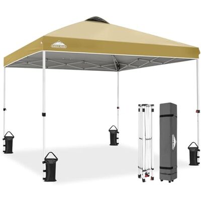 Eagle Carpa Plegable con Bolsa de Ruedas, 8 Estacas, 4 Cuerdas, 4 Bolsas de Peso, Cenador de Fácil Montaje, 3x3 m, 9 m² de Sombra, Beige Eagle Carpa Plegable con Bolsa de Ruedas, 8 Estacas, 4 Cuerdas, 4 Bolsas de Peso, Cenador de Fácil Montaje, 3x3 m, 9 m² de Sombra, Beige