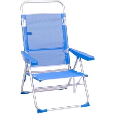 LOLAhome Silla de Playa Alta Plegable Azul, reclinable y Ligera de Aluminio LOLAhome Silla de Playa Alta Plegable Azul, reclinable y Ligera de Aluminio