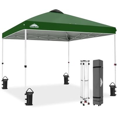 Eagle Carpa Plegable con Bolsa de Ruedas, 8 Estacas, 4 Cuerdas, 4 Bolsas de Peso, Cenador de Fácil Montaje, 3x3 m, 9 m² de Sombra, Verde Eagle Carpa Plegable con Bolsa de Ruedas, 8 Estacas, 4 Cuerdas, 4 Bolsas de Peso, Cenador de Fácil Montaje, 3x3 m, 9 m² de Sombra, Verde