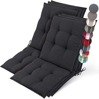 Beautissu Set 6 Premium Cojín Silla Jardín con Respaldo Bajo Acolchado Beautissu Set 6 Premium Cojín Silla Jardín con Respaldo Bajo Acolchado