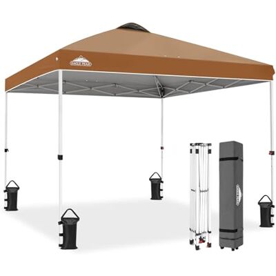 Eagle Carpa Plegable con Bolsa de Ruedas, 8 Estacas, 4 Cuerdas, 4 Bolsas de Peso, Cenador de Fácil Montaje, 3x3 m, 9 m² de Sombra, Caqui Eagle Carpa Plegable con Bolsa de Ruedas, 8 Estacas, 4 Cuerdas, 4 Bolsas de Peso, Cenador de Fácil Montaje, 3x3 m, 9 m² de Sombra, Caqui
