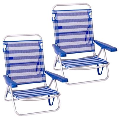 LOLAhome Pack 2 Sillas Playa Plegables Azul Blanco, Ligera, Baja, Reclinabl LOLAhome Pack 2 Sillas Playa Plegables Azul Blanco, Ligera, Baja, Reclinabl