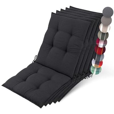 Beautissu Set 5 Premium Cojín Silla Jardín Exterior con Respaldo Bajo Beautissu Set 5 Premium Cojín Silla Jardín Exterior con Respaldo Bajo
