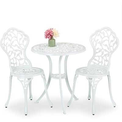 Conjunto de Muebles de Jardín Blanc - Mesa y Sillas de Relaxdays Conjunto de Muebles de Jardín Blanc - Mesa y Sillas de Relaxdays