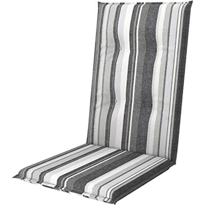 Doppler Cojín de Respaldo Alto 119 x 48 x 6 cm – Acolchado Suave para Silla de jardín con Cintas de Amarre Gris a Rayas Cómodo cojín para balcón, terraza y jardín Doppler Cojín de Respaldo Alto 119 x 48 x 6 cm – Acolchado Suave para Silla de jardín con Cintas de Amarre Gris a Rayas Cómodo cojín para balcón, terraza y jardín