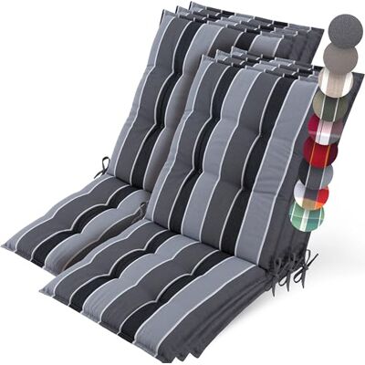 Beautissu Set 6 Premium Cojín Silla Jardín con Respaldo Bajo Acolchado Beautissu Set 6 Premium Cojín Silla Jardín con Respaldo Bajo Acolchado