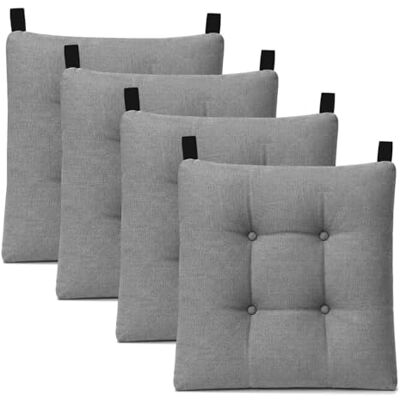 Mercury - Pack de 4 Cojines para Silla 40x40x8cm (Pack 4, Gris) Mercury - Pack de 4 Cojines para Silla 40x40x8cm (Pack 4, Gris)