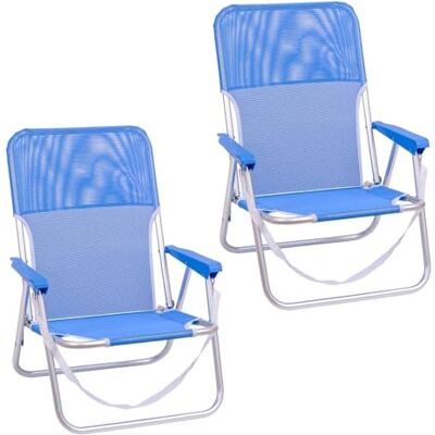 LOLAhome Pack 2 Sillas Playa Plegables Azul, Ligera, Bajas y Fijas LOLAhome Pack 2 Sillas Playa Plegables Azul, Ligera, Bajas y Fijas