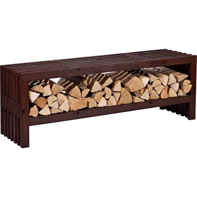 dobar jardín Svensson con Espacio de Almacenamiento, Estante de leña, Resistente a la Intemperie, Banco Barnizado de Pino, 138 x 32 x 45,5 cm, marrón Oscuro, 138 x 31.5 x 45 cm dobar jardín Svensson con Espacio de Almacenamiento, Estante de leña, Resistente a la Intemperie, Banco Barnizado de Pino, 138 x 32 x 45,5 cm, marrón Oscuro, 138 x 31.5 x 45 cm