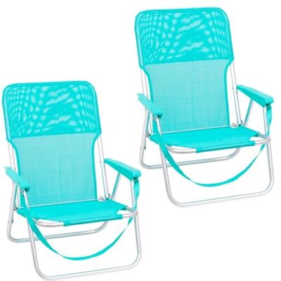 LOLAhome Pack 2 Sillas Playa Plegables Aguamarina, Ligera, Bajas y Fijas LOLAhome Pack 2 Sillas Playa Plegables Aguamarina, Ligera, Bajas y Fijas