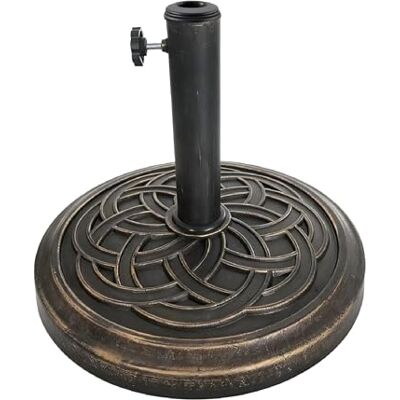 Relaxdays Base para Parasol, para Varillas 34–48 mm, Ø 45 cm, Vintage, Negro/Bronce Relaxdays Base para Parasol, para Varillas 34–48 mm, Ø 45 cm, Vintage, Negro/Bronce