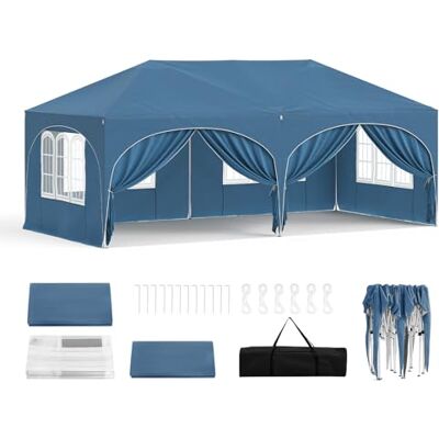 WOLTU Cenador plegable Gazebo de Jardín 3x6m Sistema Pop Up Azul UPF 50+ UV, impermeable, altura ajustable, estable, con bolsa transporte, Playa WOLTU Cenador plegable Gazebo de Jardín 3x6m Sistema Pop Up Azul UPF 50+ UV, impermeable, altura ajustable, estable, con bolsa transporte, Playa