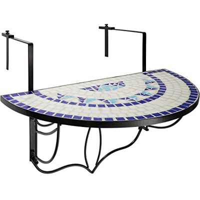 tectake ® Mesa Auxiliar Redonda, Mesa Jardin Exterior, Taburete Pequeño, Acero, Mosaico y Cemento, Mesita Auxiliar con Tablero Macizo, Patio, Terraza 75 x 65 x 62 cm Blanco/Azul tectake ® Mesa Auxiliar Redonda, Mesa Jardin Exterior, Taburete Pequeño, Acero, Mosaico y Cemento, Mesita Auxiliar con Tablero Macizo, Patio, Terraza 75 x 65 x 62 cm Blanco/Azul